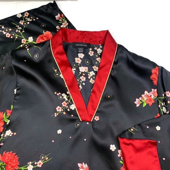 Jones New York Oriental/Asian Inspired V-Neck Floral Midi Nightgown Size Medium - Picture 4 of 8